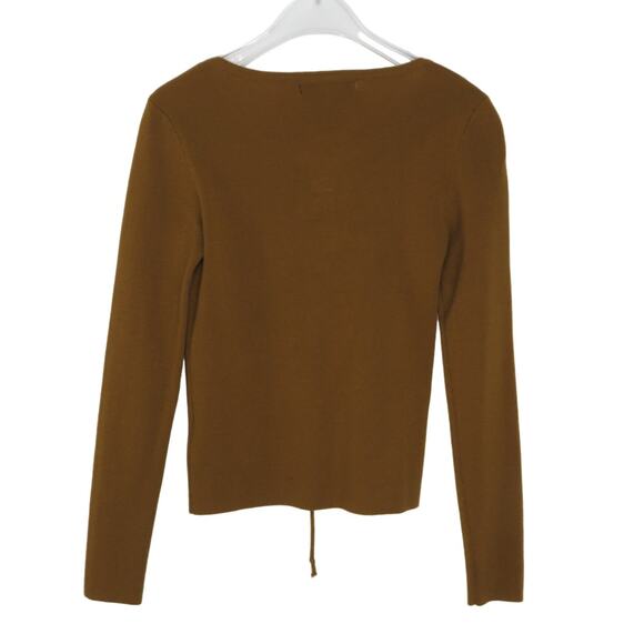 Forever 21 Ribbed Knit Lace Up Sweater Mustard Brown - Picture 7 of 8